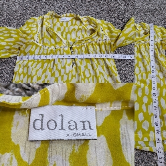 ✨3/$15 Dolan yellow & white sheer blouse XS - Picture 8 of 10